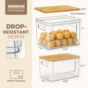Hudgan pantry organizers bottom feet prevent slipping when stacked or placed on counters.