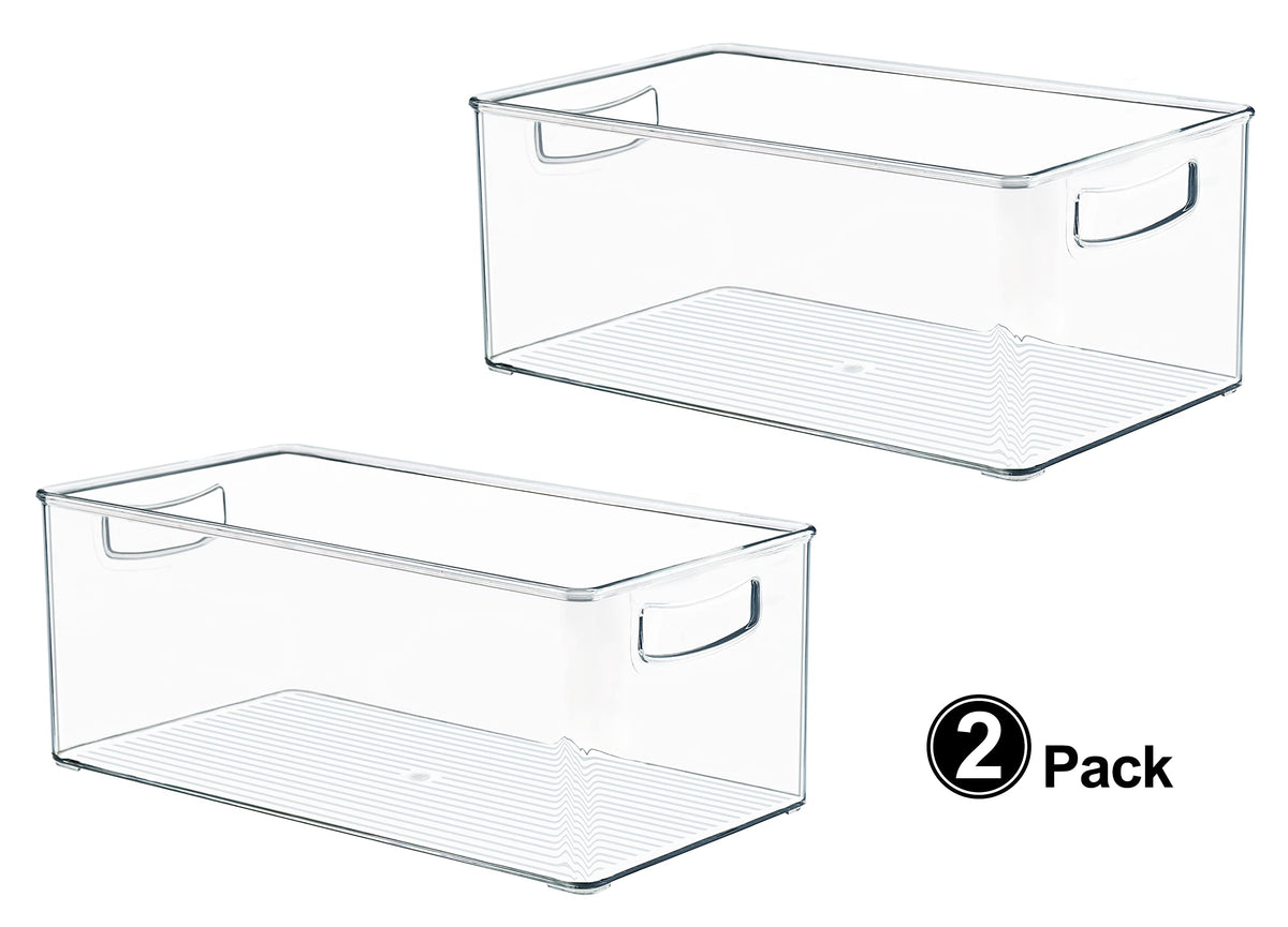 Hudgan 2 Pack straight sides pantry bin, top view showing stacking potential.