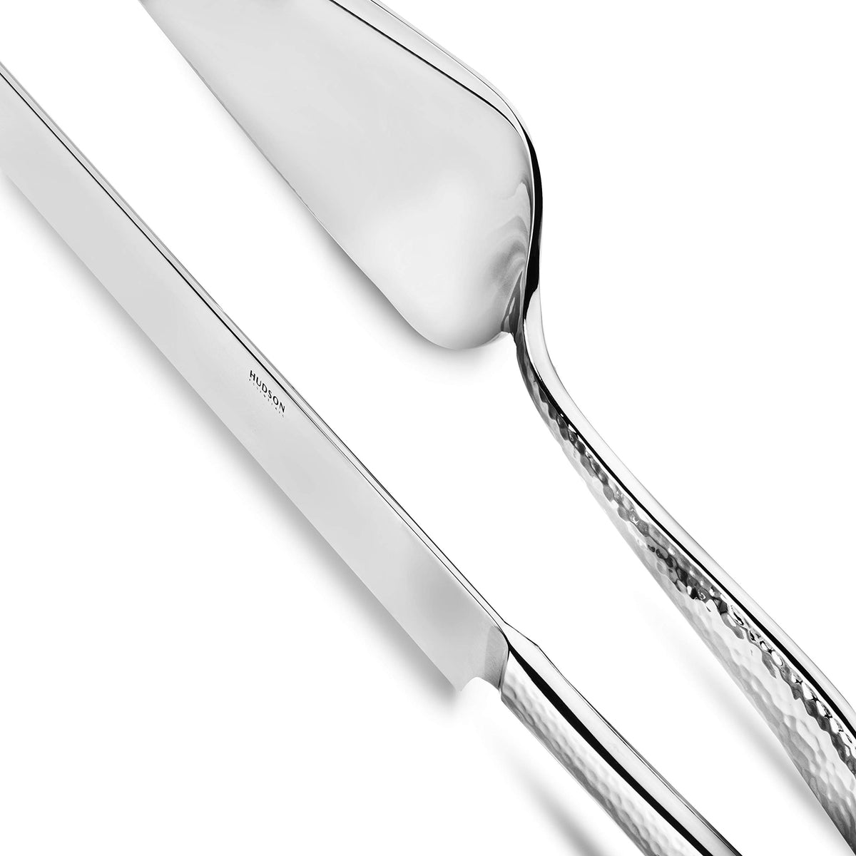 Hudson Essentials hammered cake knife mirror finish highlights timeless, versatile kitchen tool.