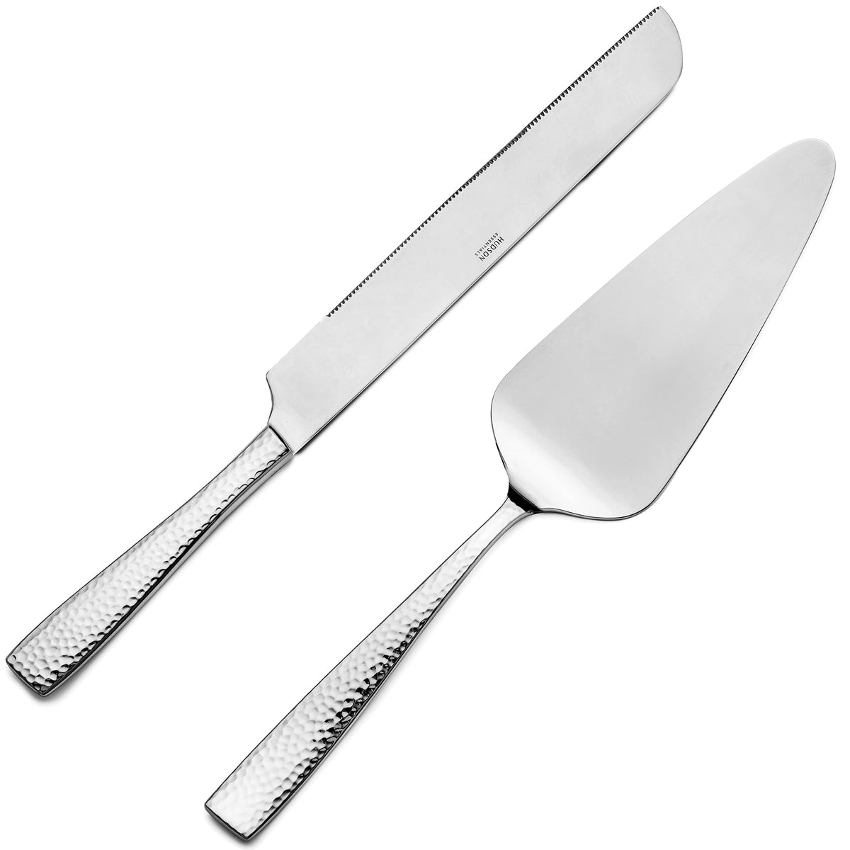 Hudson Essentials hammered cake knife top view for precise, elegant cake cutting.