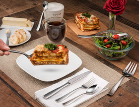 Hudson Essentials hammered dinner spoons; smooth feel with a generous bowl.