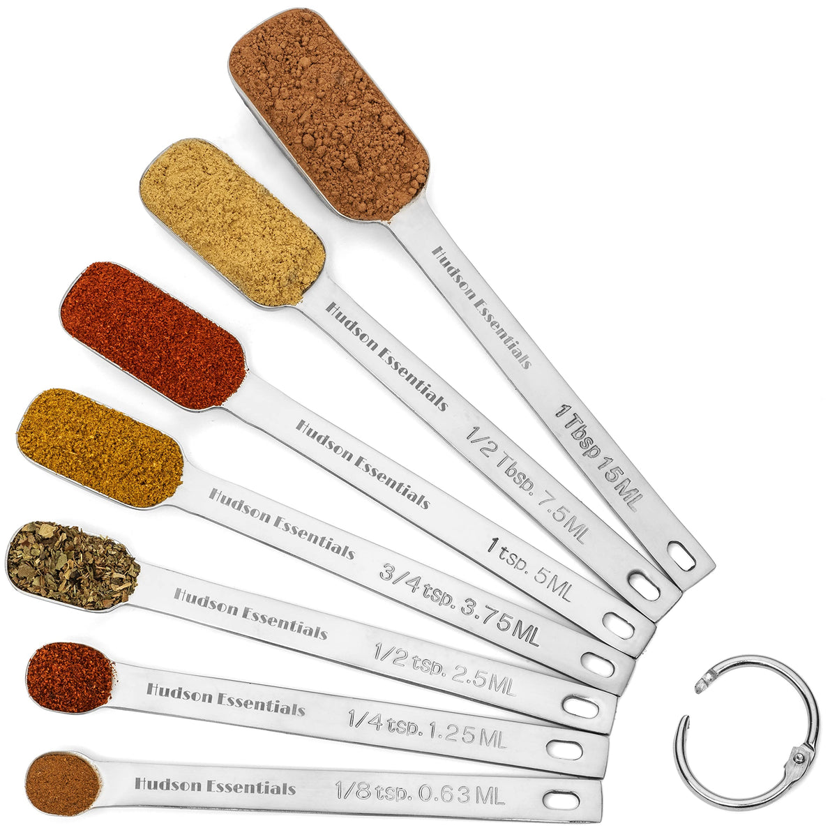 Hudson Essentials nestable spoons designed to fit inside spice jars.