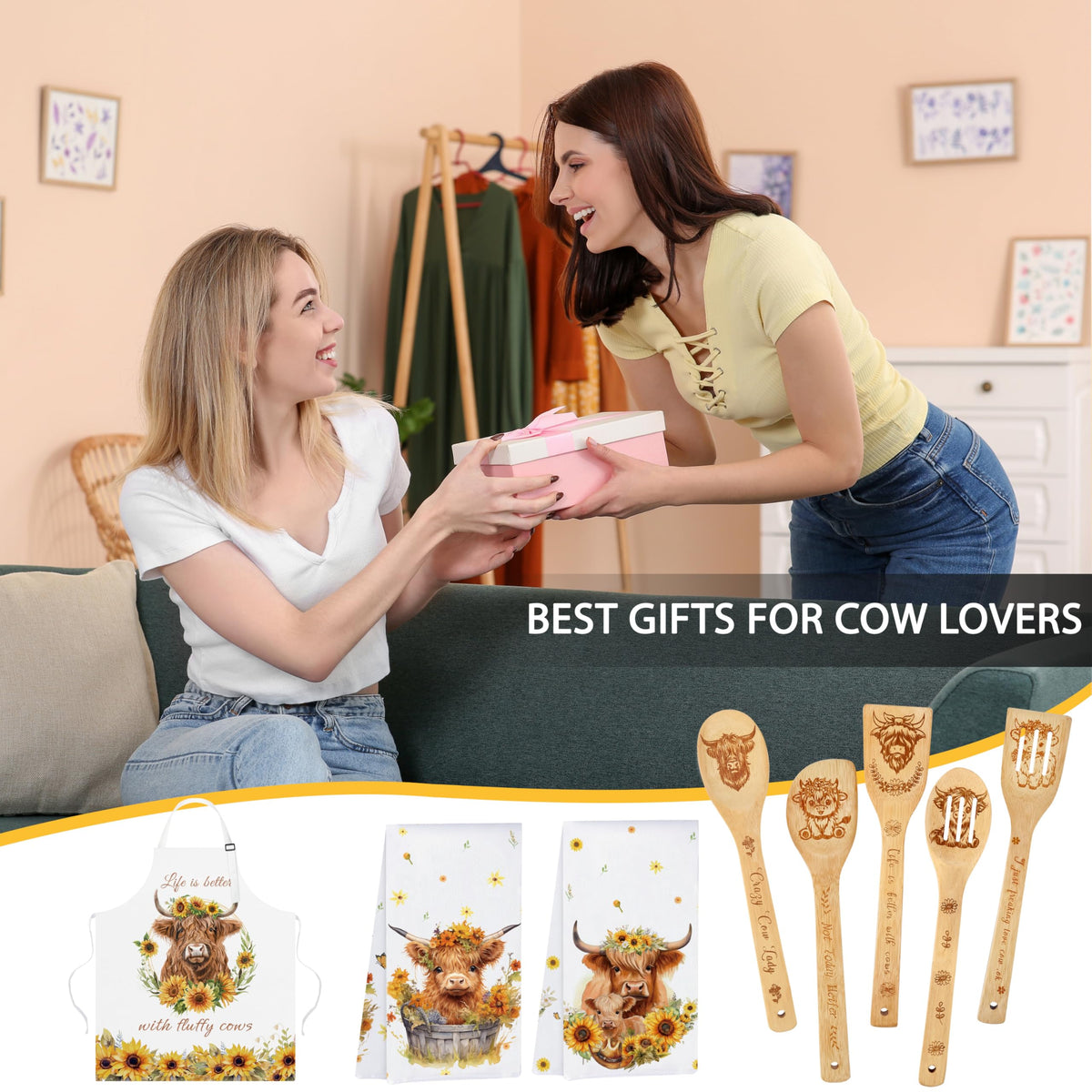 HUFAND packaging showcases a ready-to-gift cow-themed set.