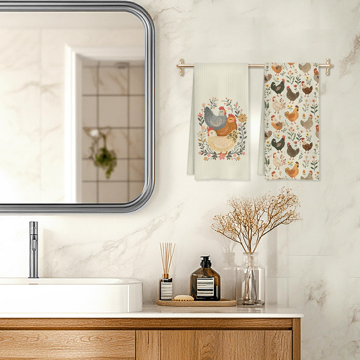 HUGANE decorative multi-purpose towel adds charm while cleaning or drying.