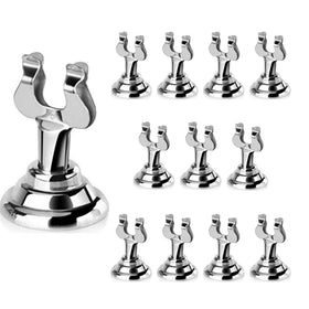 HugeLooy 12pcs table number holder in silver, sturdy 1.5-inch display for weddings.