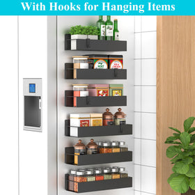 HuggieGems magnetic spice storage on fridge saves door space and reduces clutter.