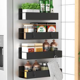 HuggieGems fridge-side spice rack for space-saving organization.