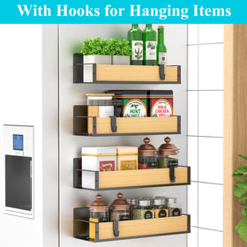 HuggieGems wooden fridge organizer adds a stylish, space-saving spice display.
