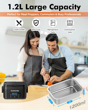 Hugmazing cordless lunch box shows battery indicator for heating status