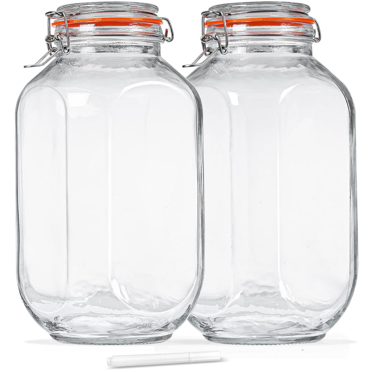 Huichuiero 1-gallon square glass jar with airtight lid keeps pantry staples fresh.