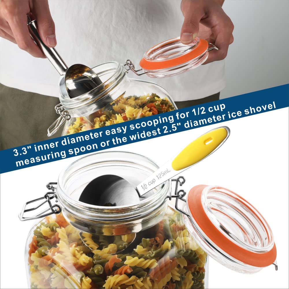 Huichuiero clear glass canister for flour and cookies; contents viewed at a glance.