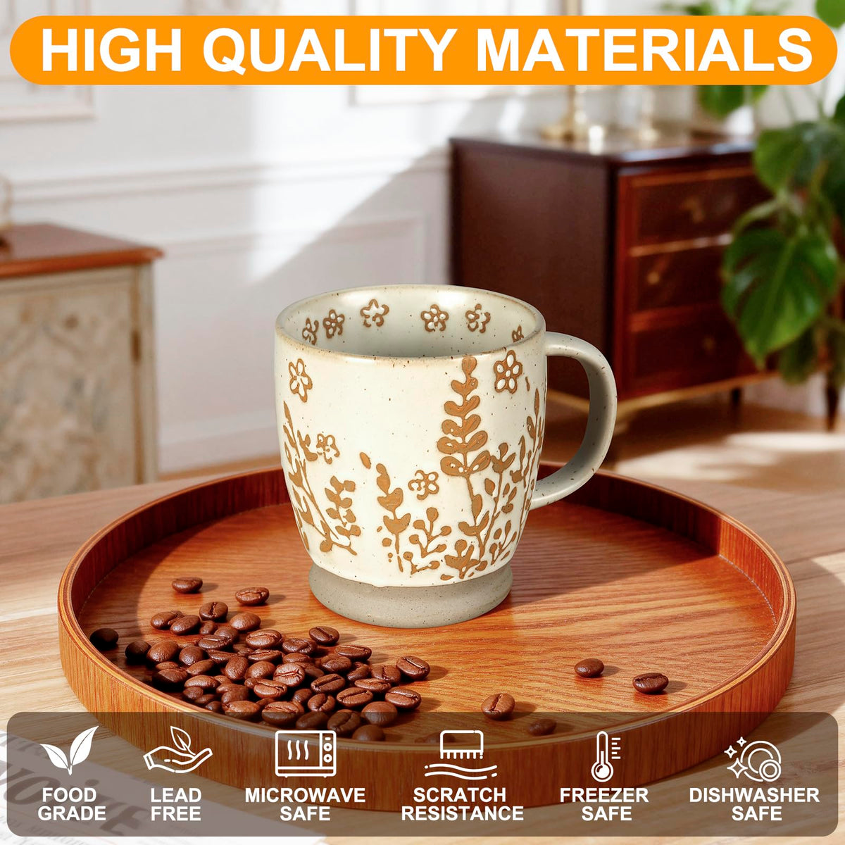 Hujgeis hand-painted mug with rustic texture and unique character.