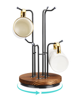 HULISEN 360° rotating mug tree with six hooks for easy access.