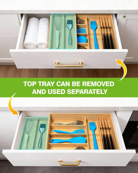 HULISEN eight deep compartments keep forks, spoons, knives organized by type