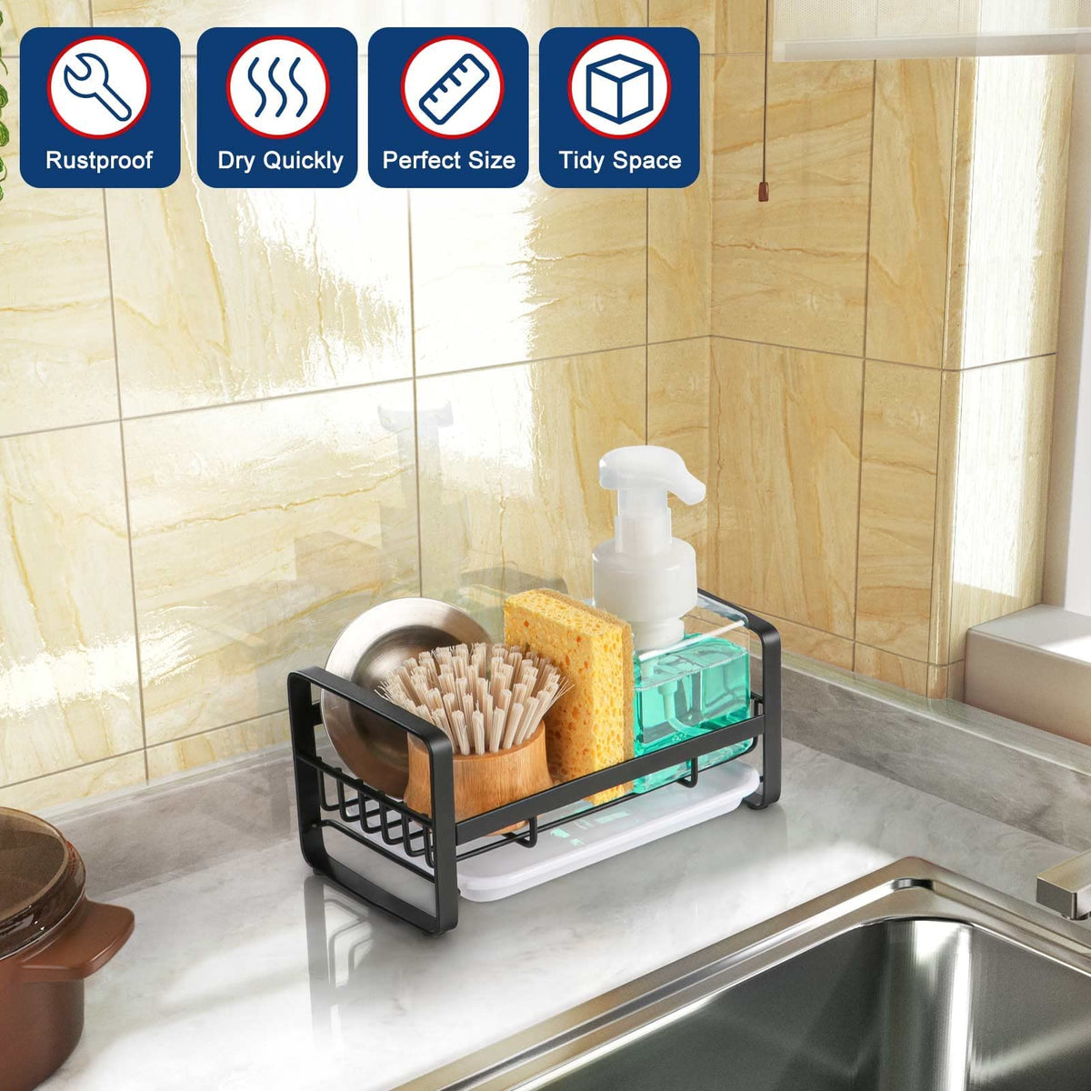 HULISEN bathroom counter top organizer for tidy vanity and bath area.