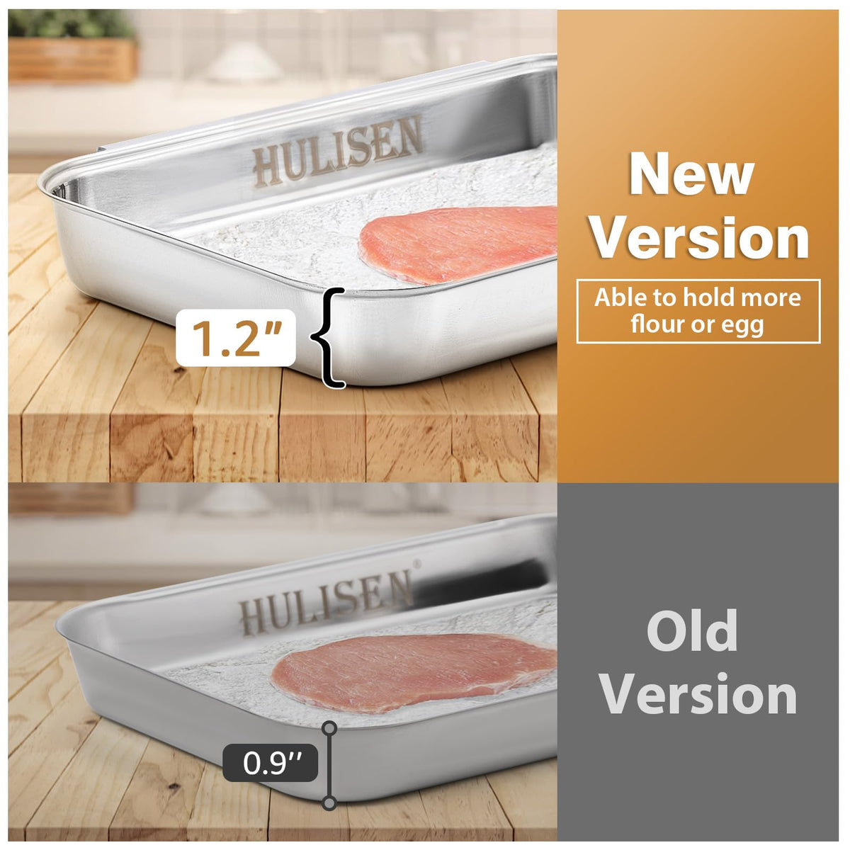 HULISEN breading pans compact 8.6 x 5.8 inches for small prep areas
