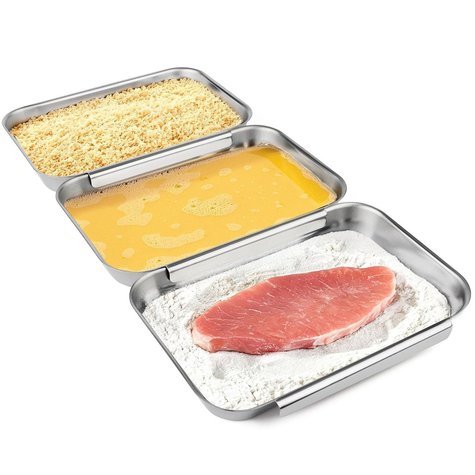 HULISEN breading pans interlocking design prevents mess during breading