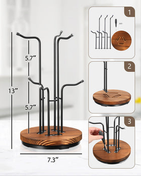 HULISEN countertop mug organizer stabilizes mugs on a sturdy base.