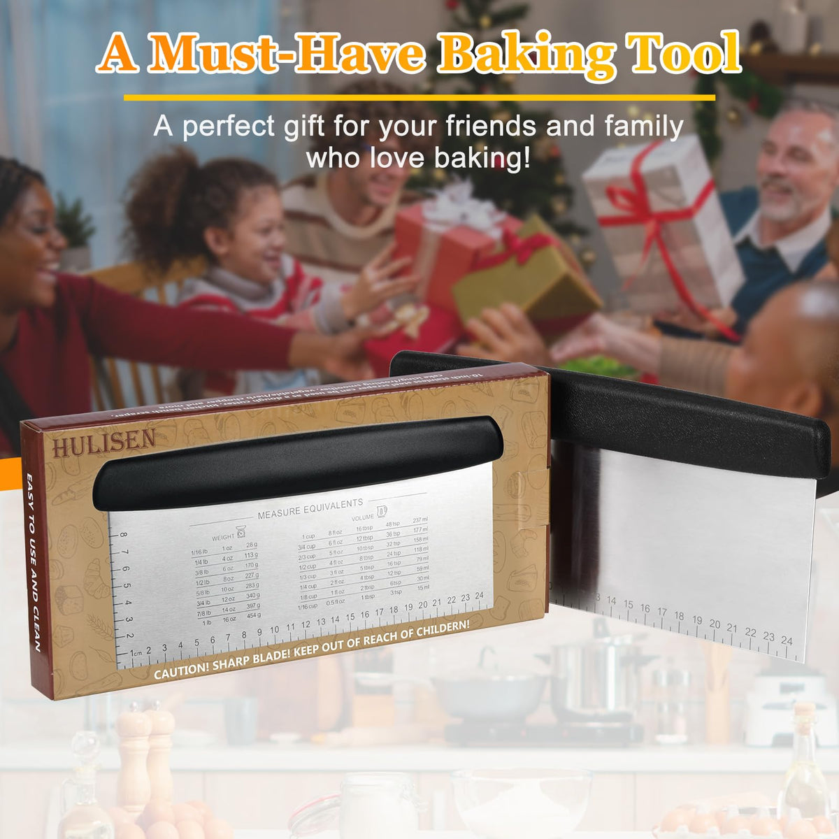 HULISEN dishwasher-safe scraper remains rust-free during busy bakes.