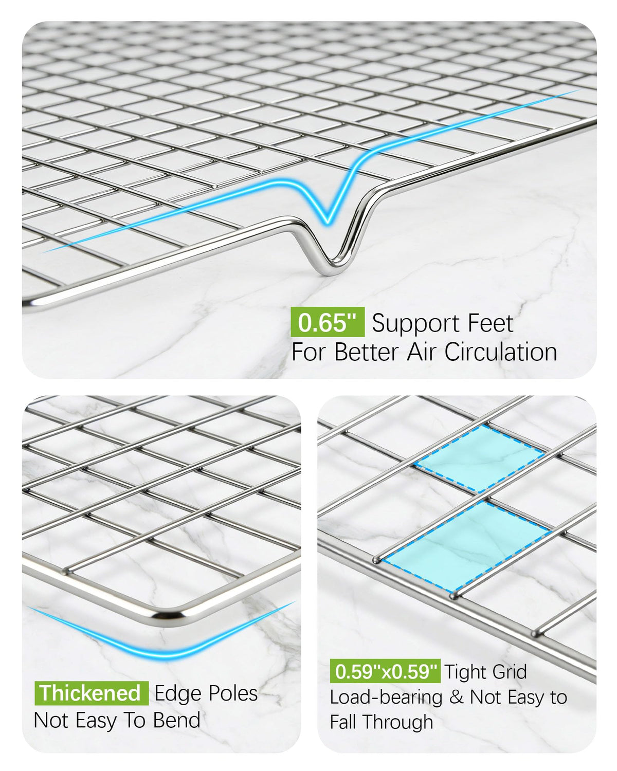 HULISEN grid design emphasizes even airflow for faster cooling and cooking