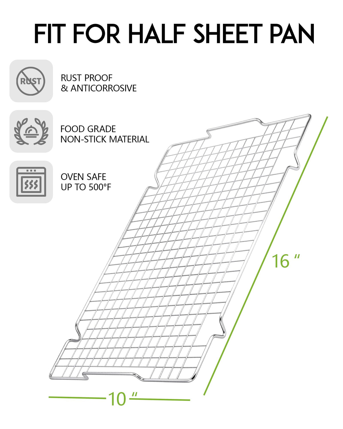 HULISEN half-sheet pan compatibility 16x10 shows perfect fit for standard baking sheets