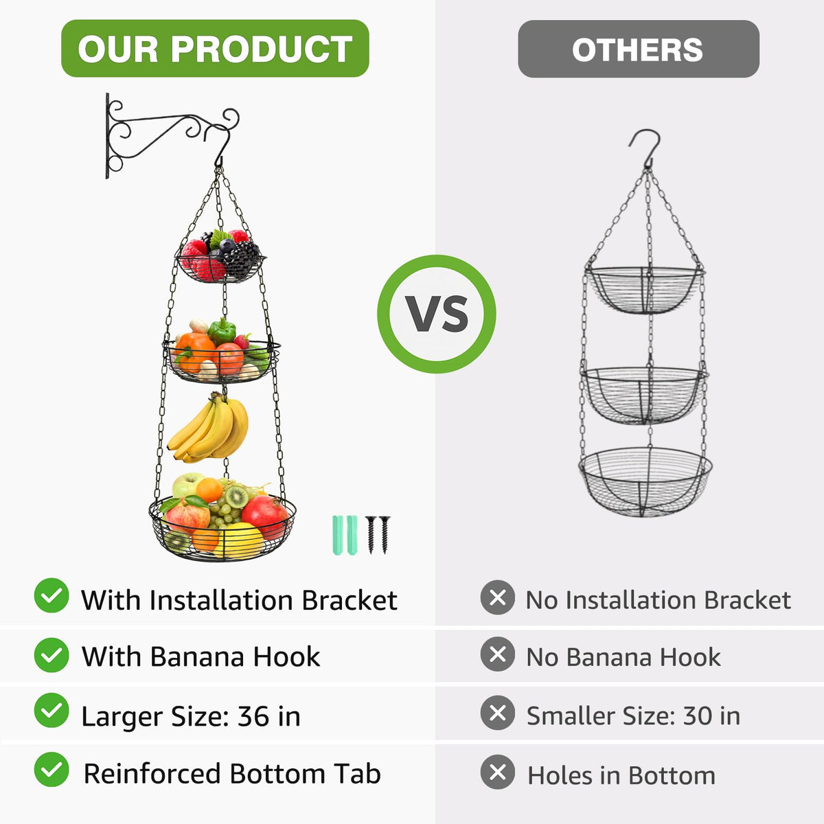 HULISEN included bracket and screws simplify secure hanging installation.