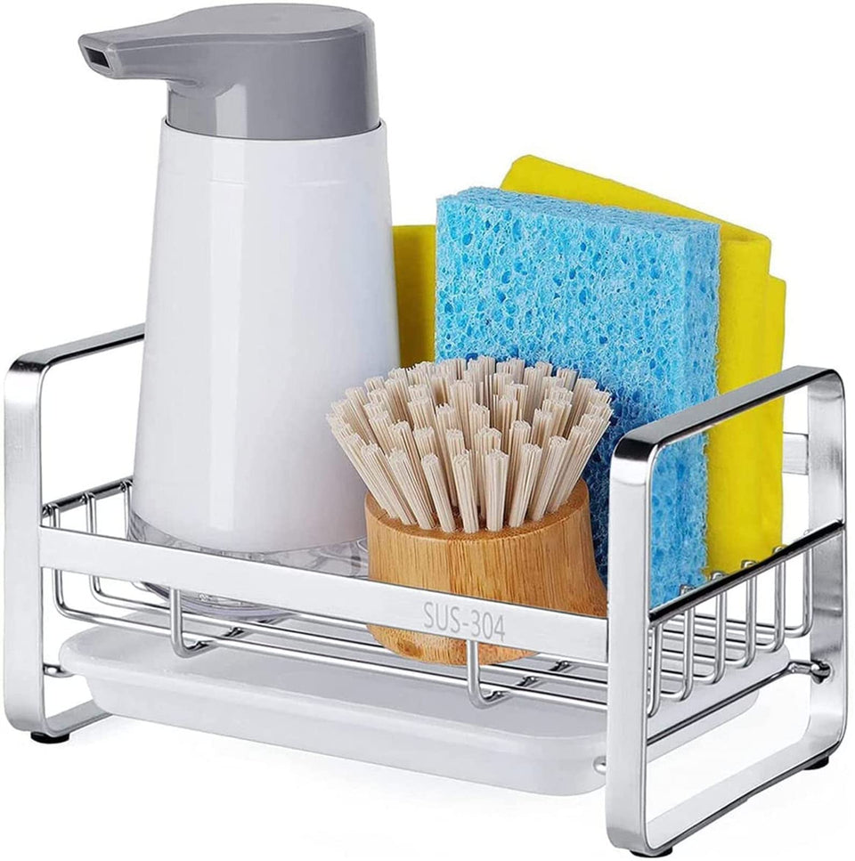 HULISEN kitchen sink sponge holder keeps counter organized and tidy.