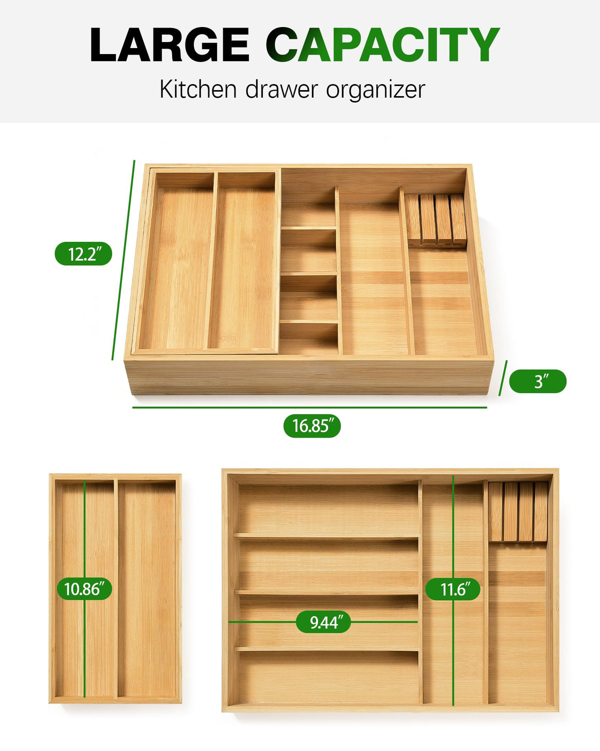 HULISEN removable knife holder fits up to 3 knives for flexible layout