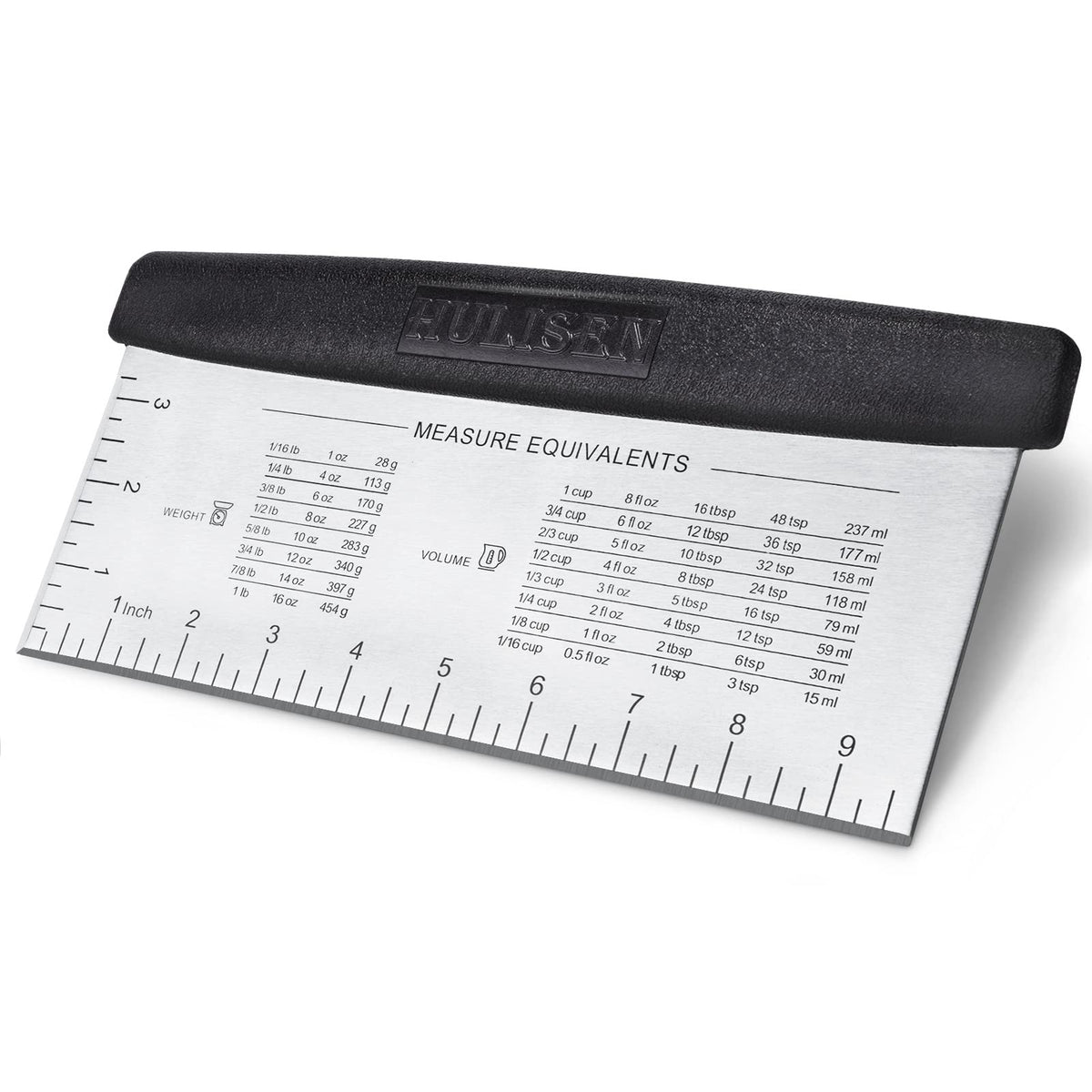 HULISEN large bench scraper with edge for smooth frosting on tall cakes.