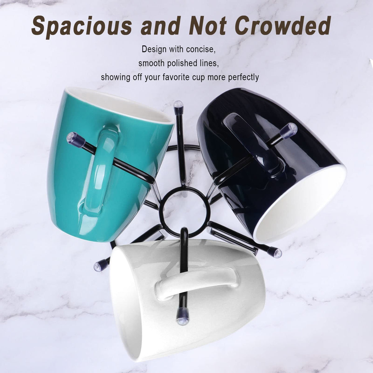HULISEN mug-tree chrome finish adds modern shine to counters.