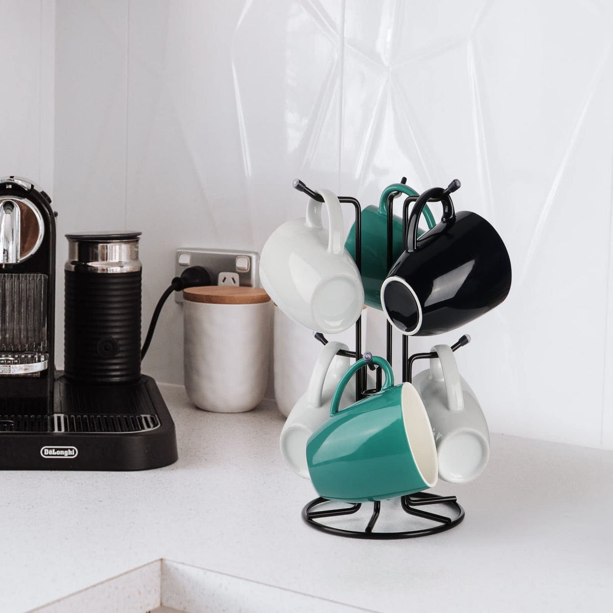 HULISEN mug-tree compact footprint fits small kitchens.