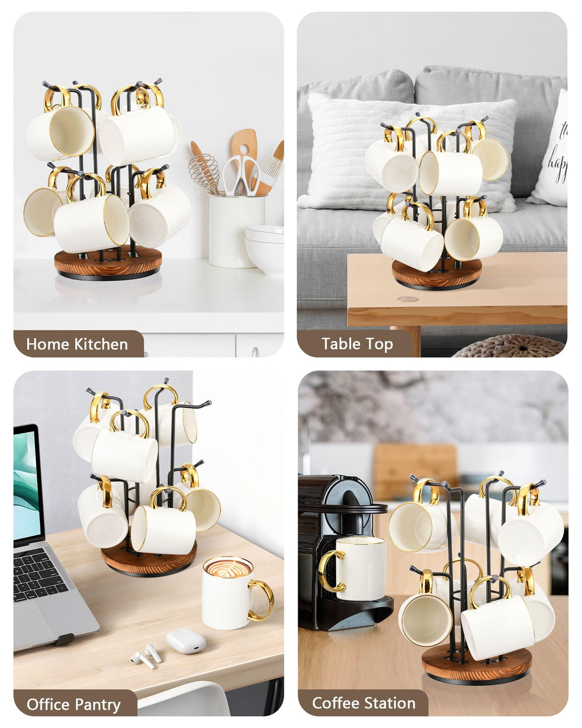 HULISEN mug tree easy assembly in under a minute for quick setup.