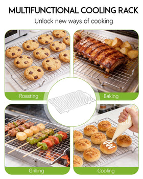 HULISEN oven-safe rack withstands up to 500°F for high-heat tasks