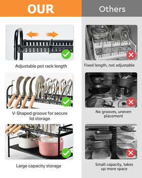 HULISEN sturdy cabinet-frame supports multiple pots and lids for daily use.