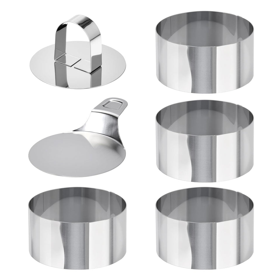 HULISEN round cake ring mold 3in set for precise portions and professional plating.