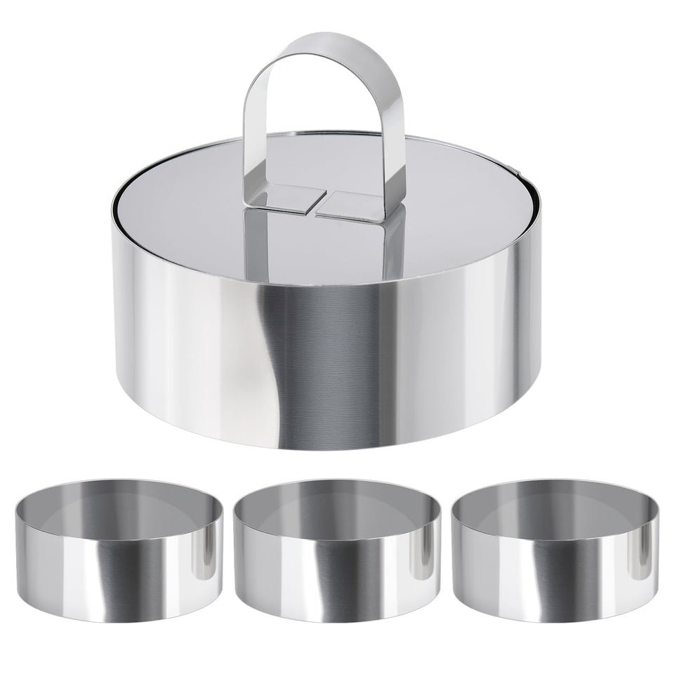 HULISEN round cake ring mold in use for clean 4-inch portions at home
