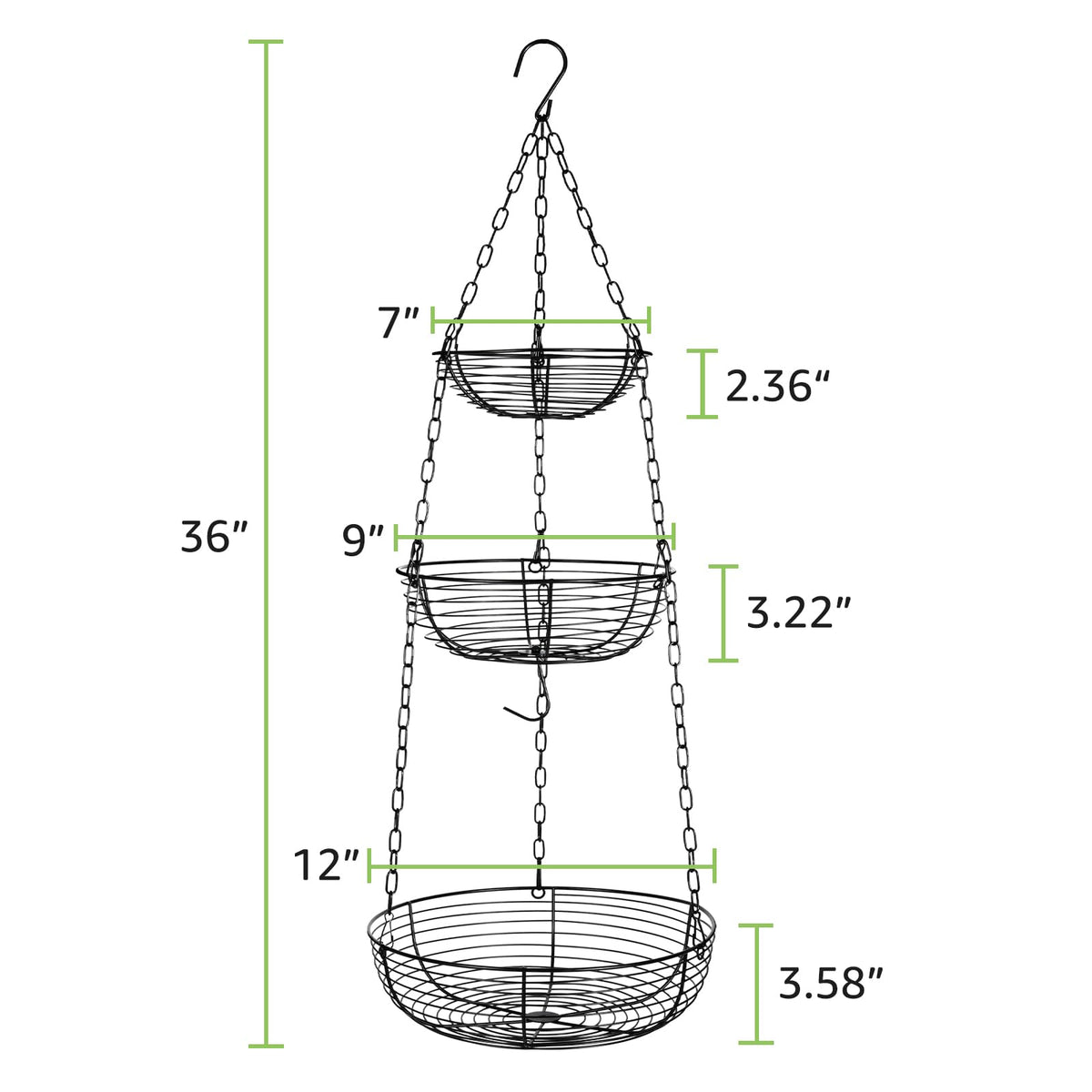 HULISEN space-saving kitchen basket frees countertop and fridge space.