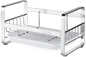 HULISEN stainless steel sponge holder with drip tray resists fingerprints.