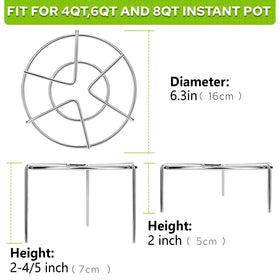 HULISEN 2-inch-tall-trivet keeps ingredients elevated for thorough steaming.