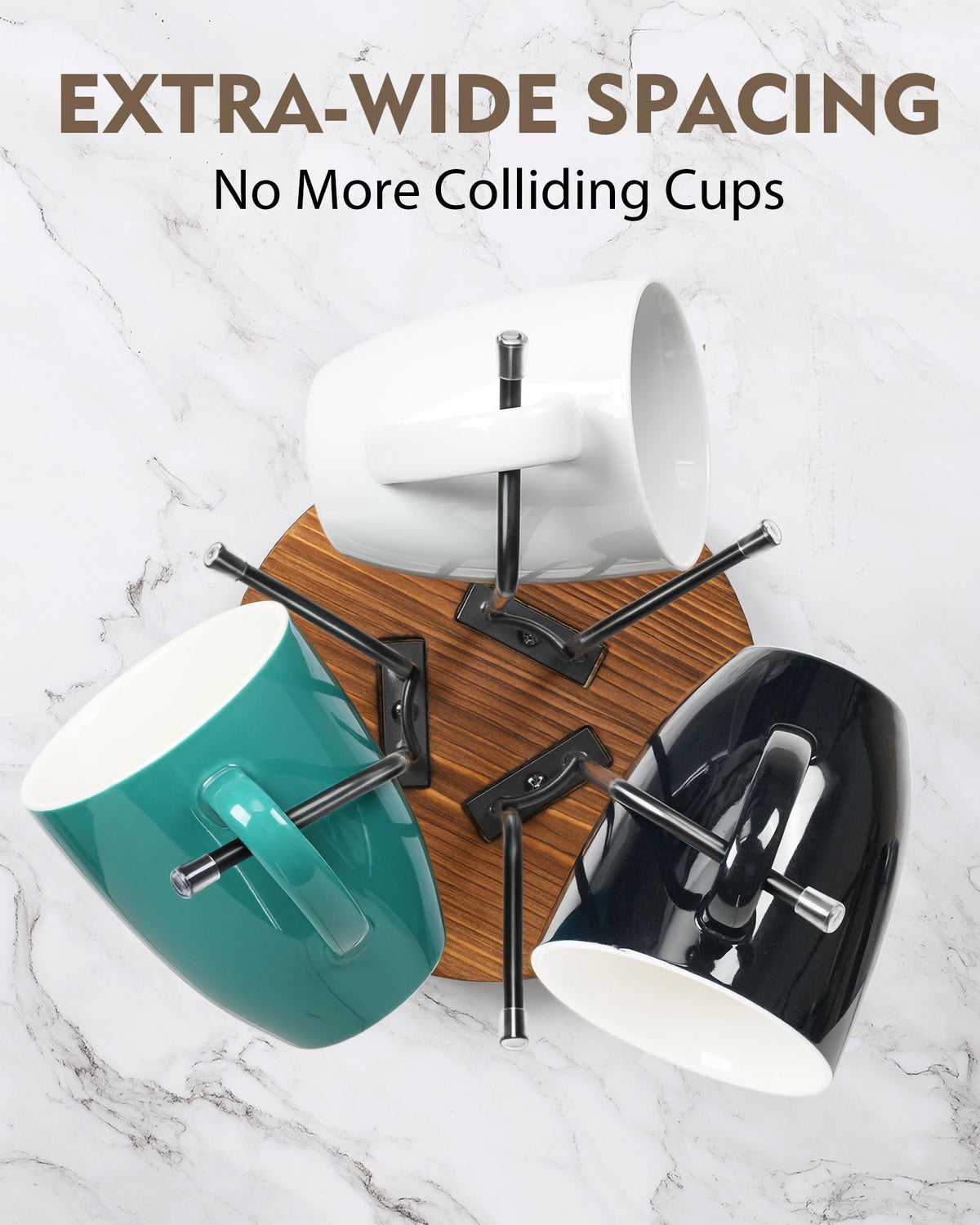 HULISEN metal hooks and wood base prevent tipping.