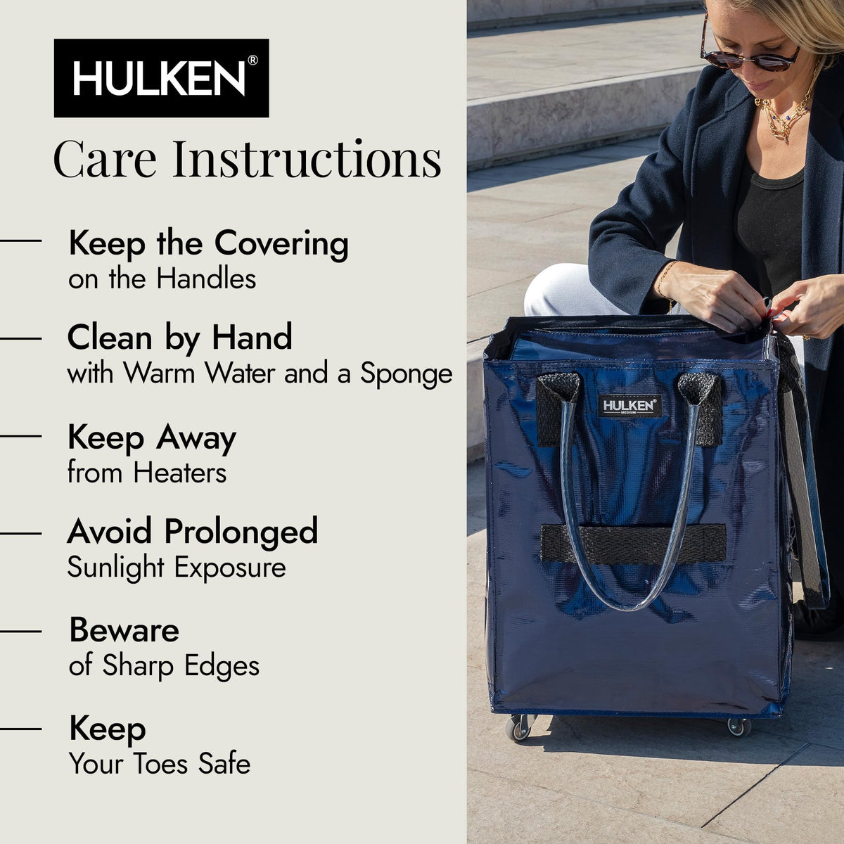 HULKEN dimensions 16 by 12 by 22 inches for three grocery bags
