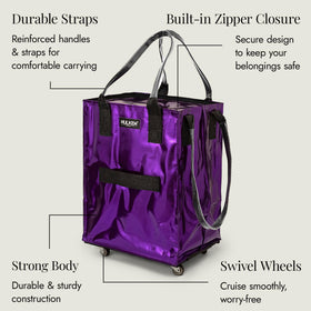 HULKEN dimensions 16x12x22 inches, fits three full grocery bags.