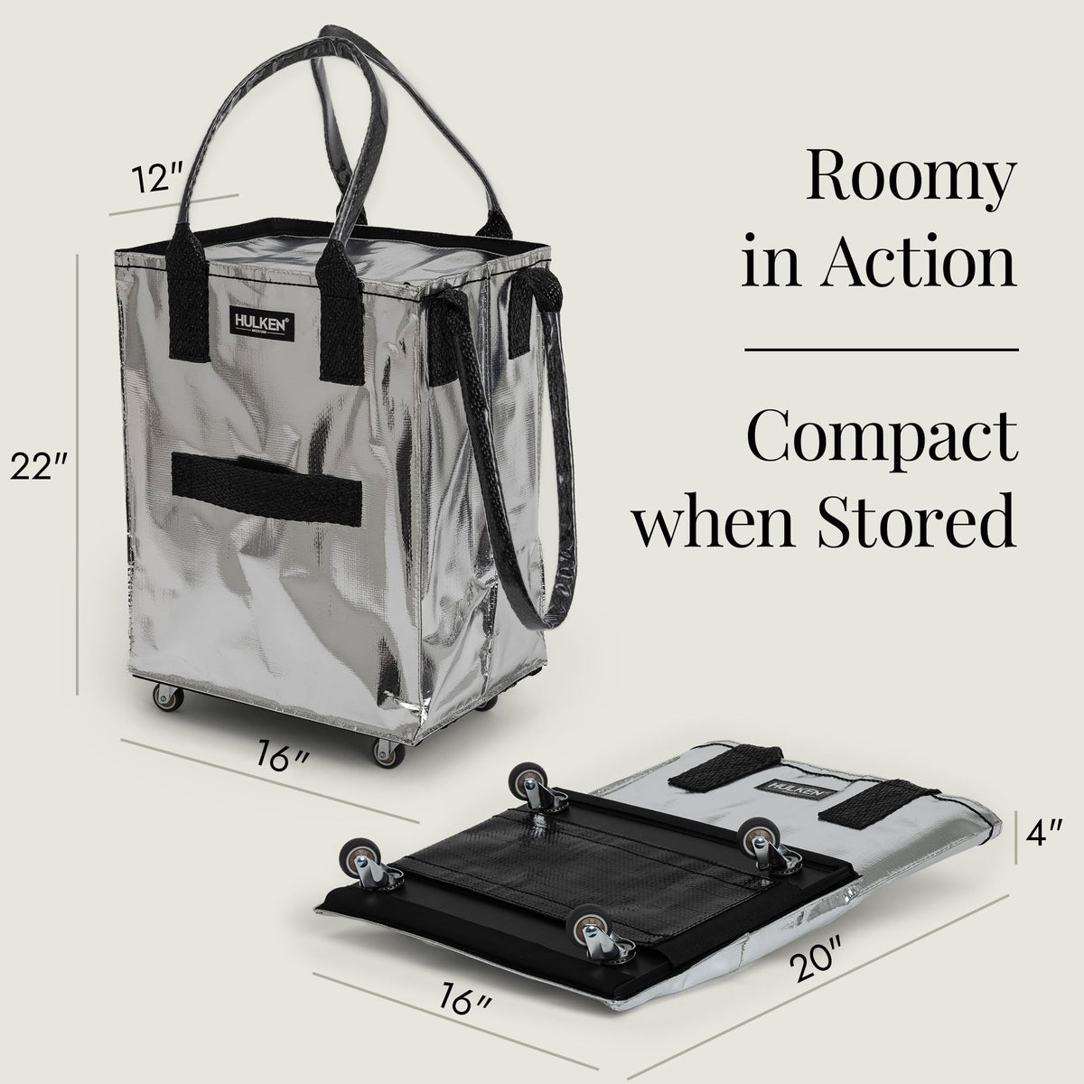 HULKEN bag folded flat for compact storage in small spaces.