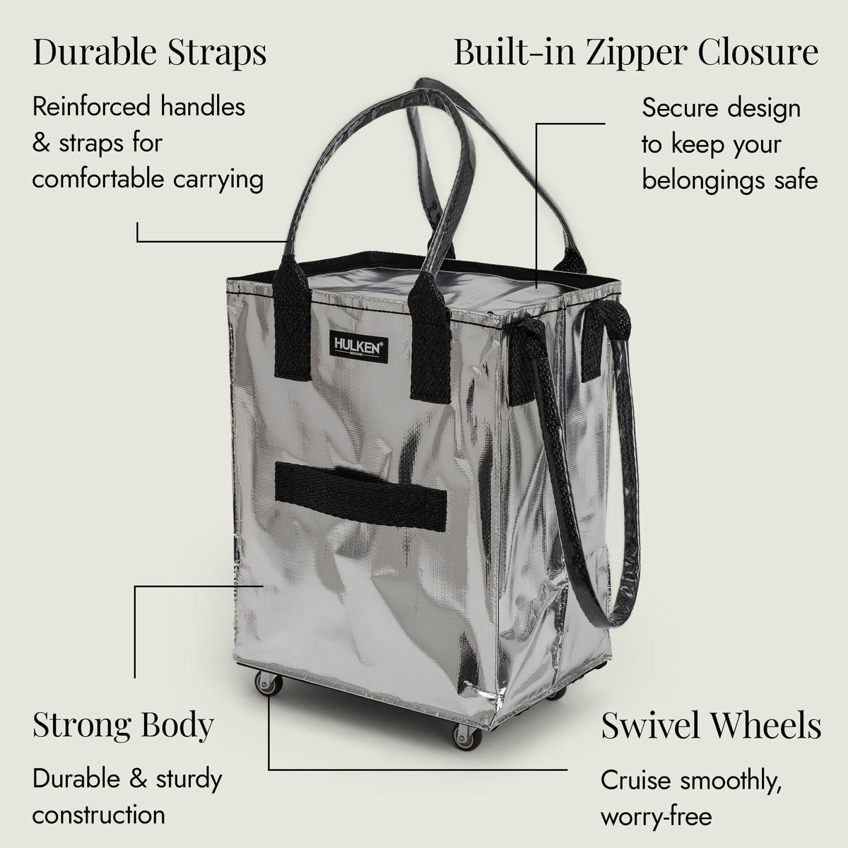 HULKEN interior space with groceries, versatile for work and shopping.
