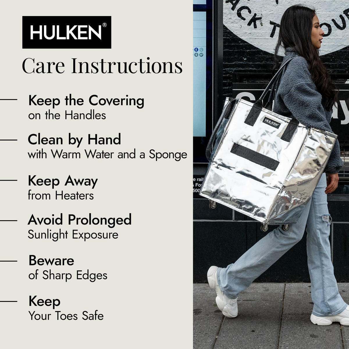HULKEN bag with unbreakable handles, ergonomic grip for lifting.