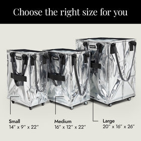 HULKEN bag on wheels with zipper closure, secure storage during trips.