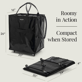 Wheels glide smoothly on the Hulken bag across store aisles.