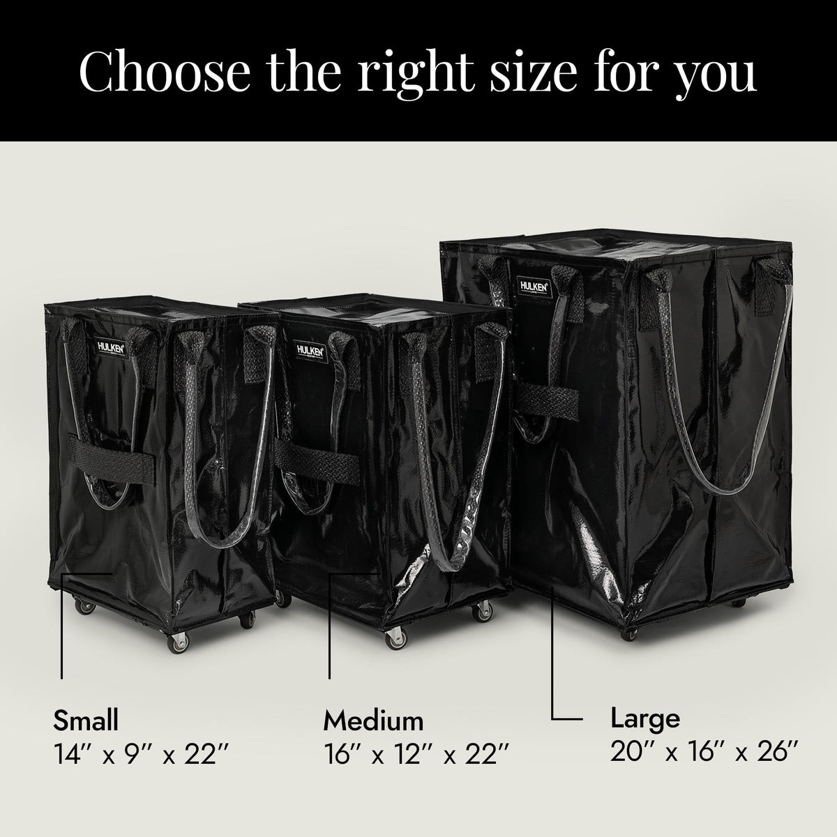 HULKEN rolling tote with reinforced handles for easy transport.