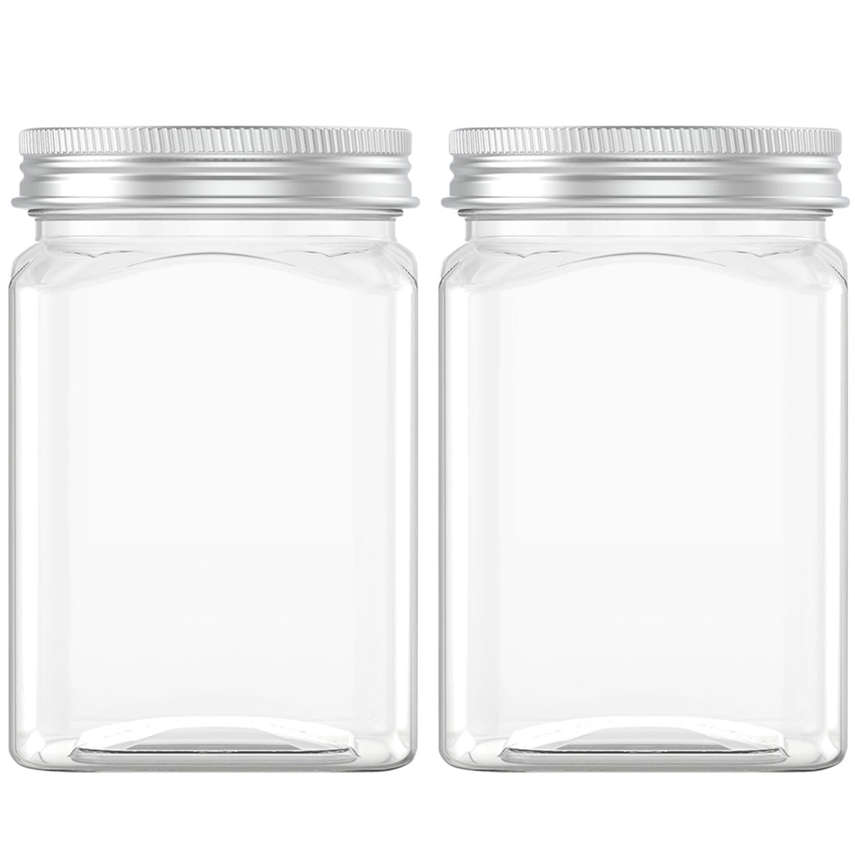 Hulless 24 Oz clear jar with lid for pantry organization and dry goods storage.