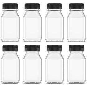 Hulless 8oz bottle with clear body, ideal for quick beverage identification on the go.